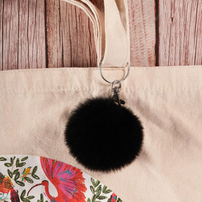 Homtable 12 Pcs Small Faux Fur Pom Pom Balls 2.75 in Fur Fluffy Pompom Ball with Elastic Loop for Hats, Shoes, Scarves, Gloves, Bags, Key Chain Charms Accessories, 2 3/4 inches (Black) - Image 4